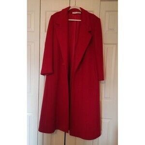 Larry Levine Long Trench Coat 100% Wool Red L
